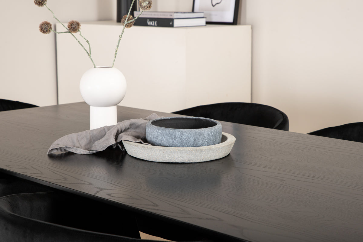 Venture Design Berit & Piazza Matstolar Svart + Rektangulära Matbord 180 x 90 Svart