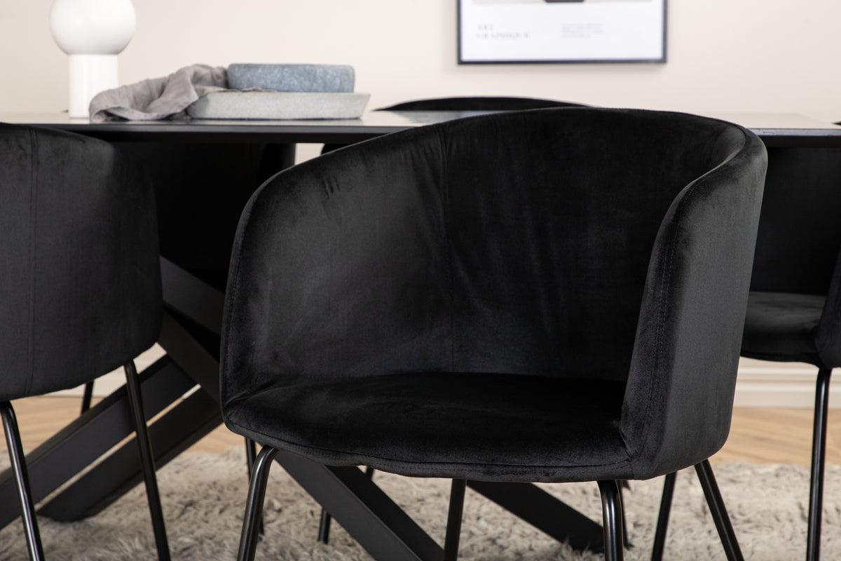 Venture Design Berit & Piazza Matstolar Svart + Rektangulära Matbord 180 x 90 Svart