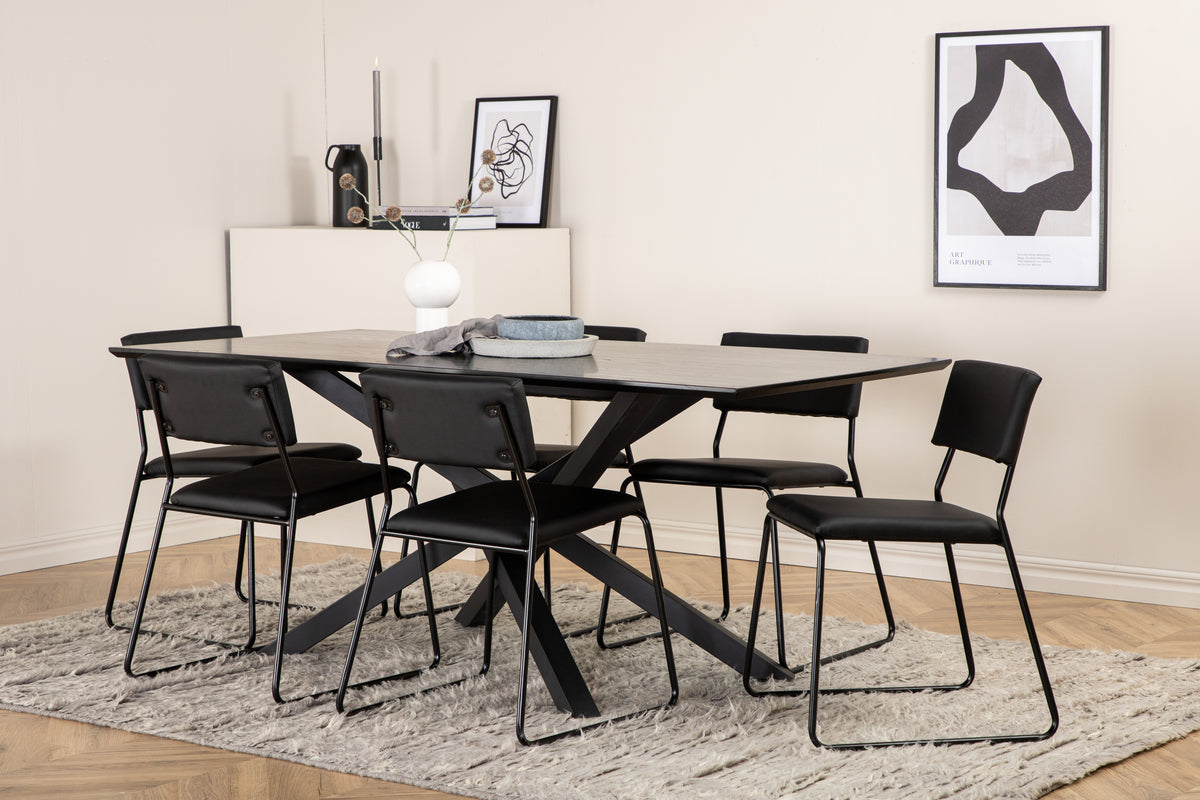 Venture Design Kenth & Piazza Matstolar Svart + Matbord 90x180