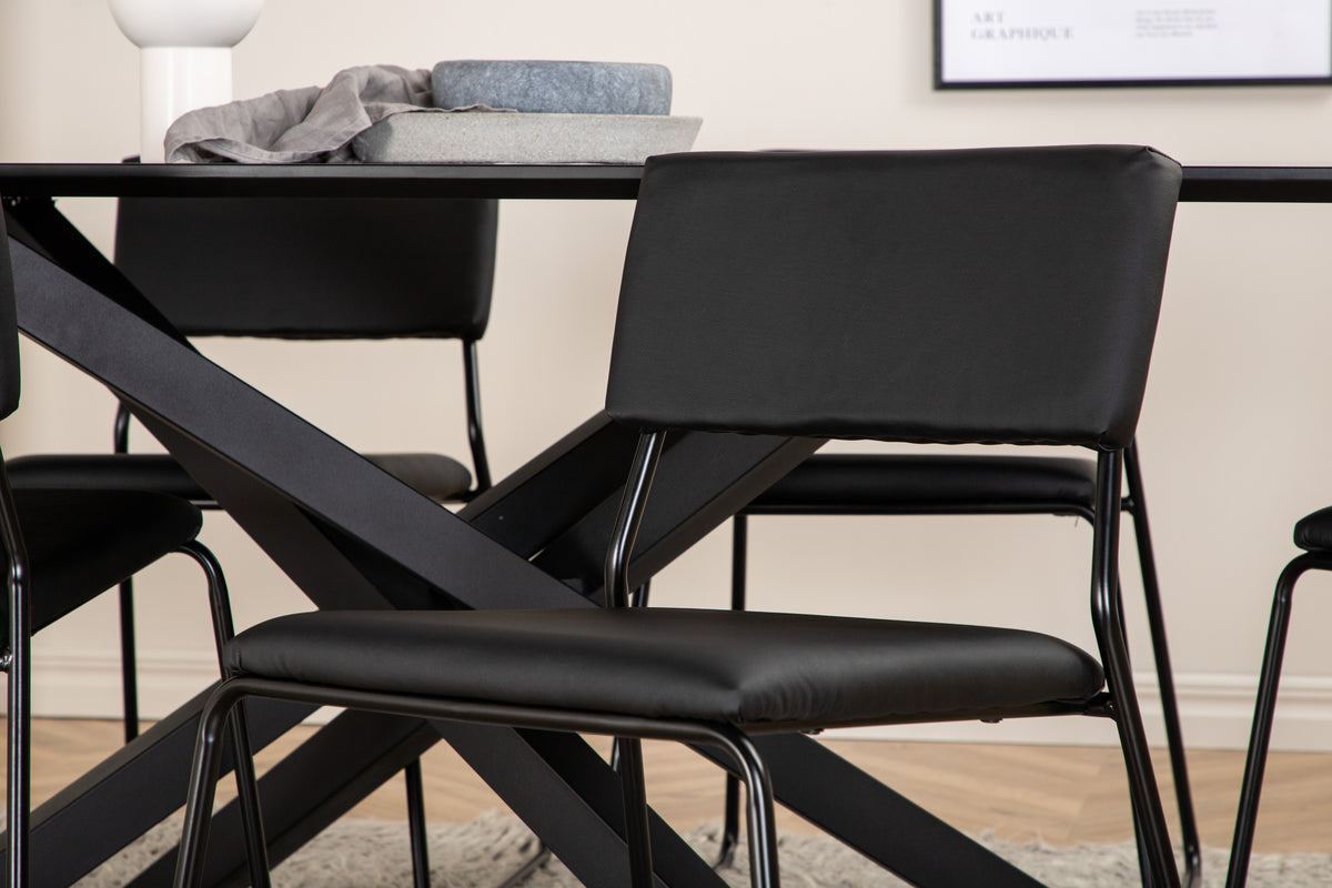 Venture Design Kenth & Piazza Matstolar Svart + Matbord 90x180