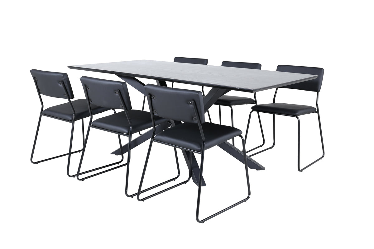 Venture Design Kenth & Piazza Matstolar Svart + Matbord 90x180