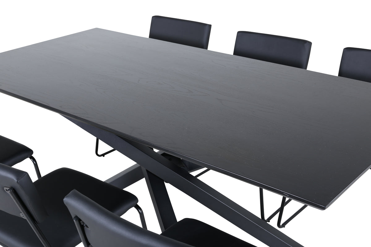 Venture Design Kenth & Piazza Matstolar Svart + Matbord 90x180