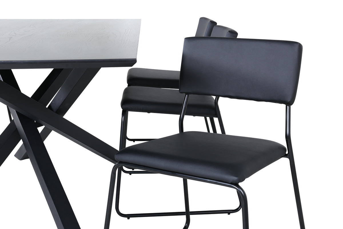Venture Design Kenth & Piazza Matstolar Svart + Matbord 90x180