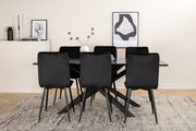 Venture Design Windu & Piazza Matstolar 2-pack Svart + Rektangulära Matbord 180 x 90 Svart
