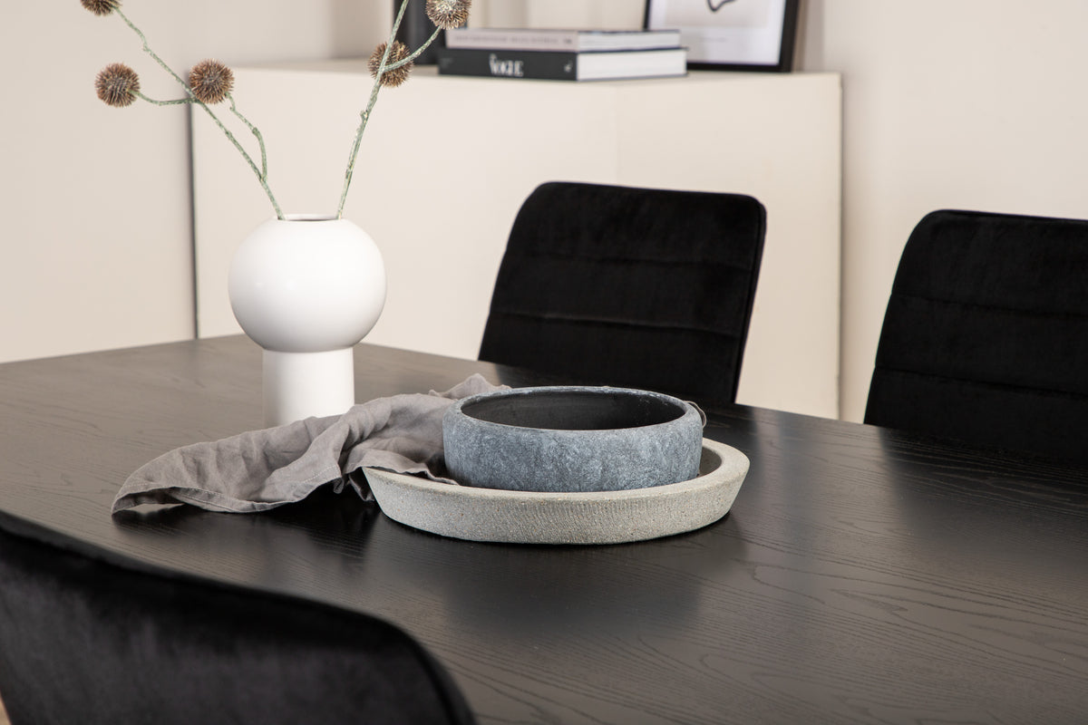 Venture Design Windu & Piazza Matstolar 2-pack Svart + Rektangulära Matbord 180 x 90 Svart