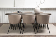 Venture Design Berit & Stone Matstolar Beige + Ovala Matbord 220 x 100 Mocka