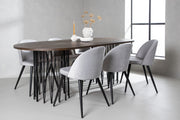 Venture Design Velvet & Stone Matstolar 2-pack Grå + Ovala Matbord 220 x 100 Mocka
