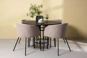 Venture Design Berit & Copenhagen Matstolar Beige + Runda Matbord ⌀115 Svart