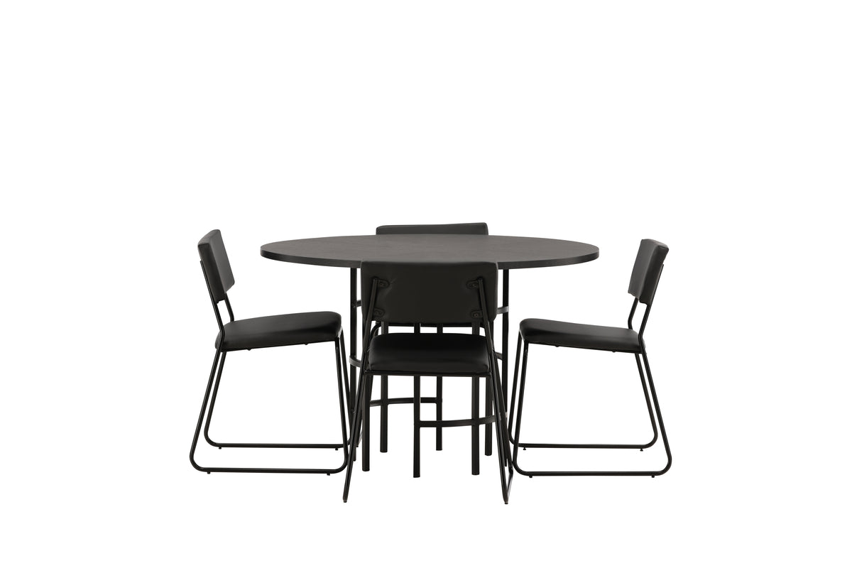Venture Design Kenth & Copenhagen Matstolar 2-pack Svart + Runda Matbord ⌀115 Svart