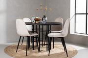 Venture Design Polar & Copenhagen Matstolar 2-pack Beige + Runda Matbord ⌀115 Svart