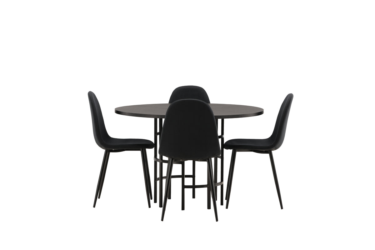 Venture Design Polar & Copenhagen Matstolar 2-pack Svart + Runda Matbord ⌀115 Svart