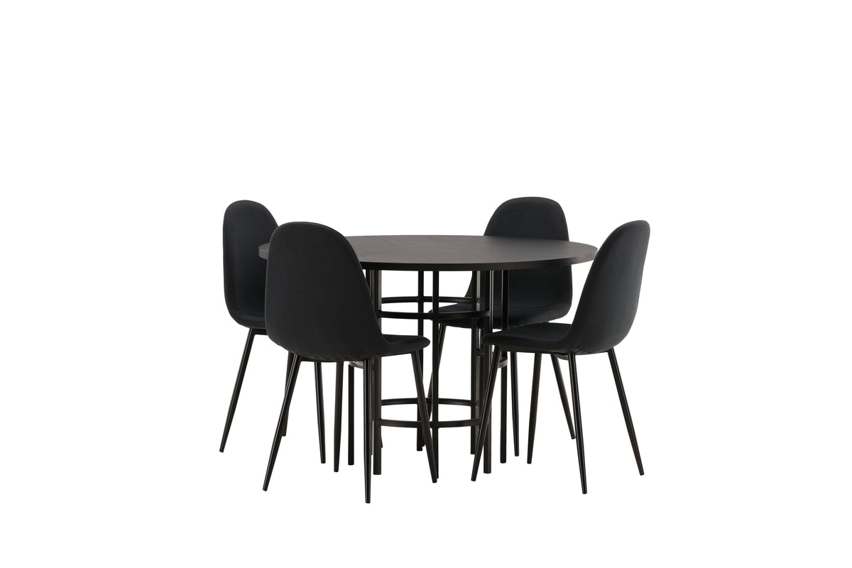 Venture Design Polar & Copenhagen Matstolar 2-pack Svart + Runda Matbord ⌀115 Svart