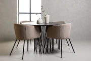 Venture Design Berit & Stone Matstolar Beige + Runda Matbord ⌀120 Mocka