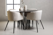 Venture Design Berit & Stone Matstolar Beige + Runda Matbord ⌀120 Mocka