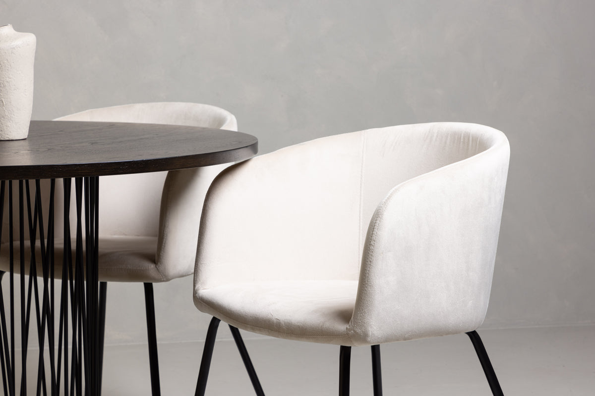 Venture Design Berit & Stone Matstolar Beige + Runda Matbord ⌀120 Mocka