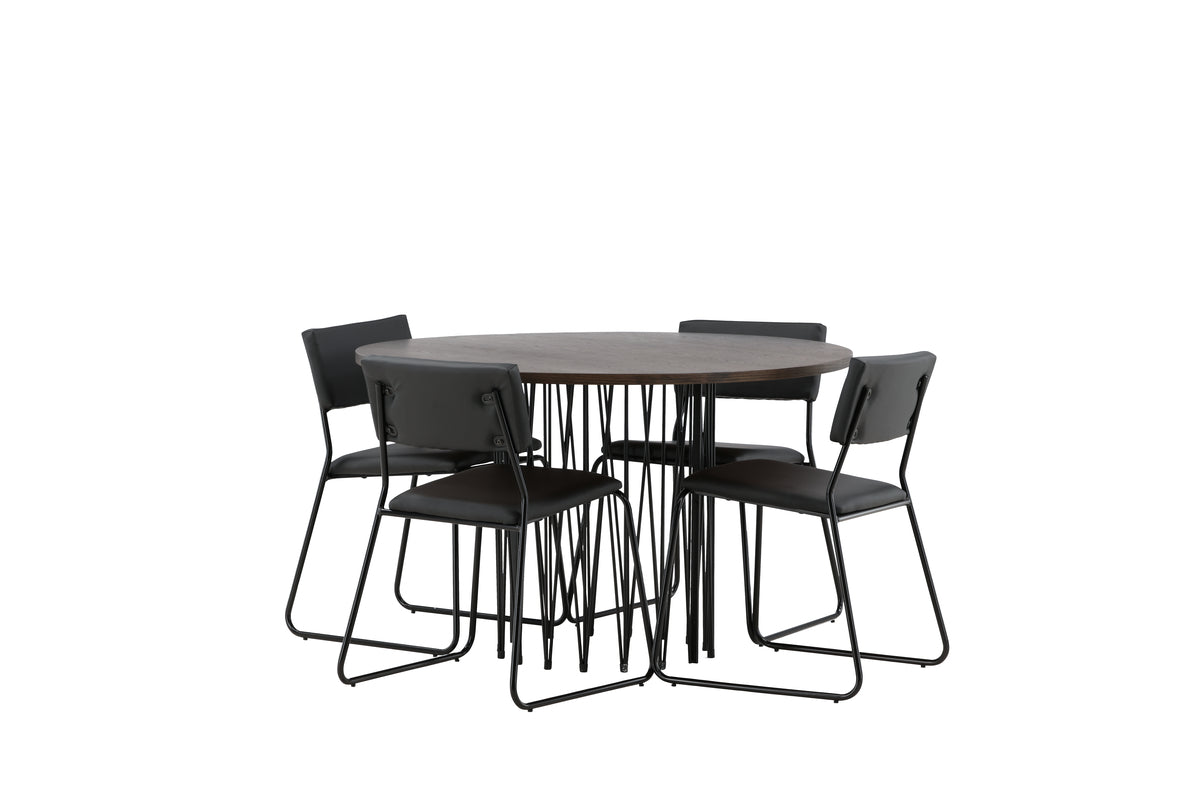 Venture Design Kenth & Stone Matstolar 2-pack Svart + Runda Matbord ⌀120 Mocka