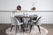 Venture Design Velvet & Stone Matstolar 2-pack Grå + Runda Matbord ⌀120 Mocka