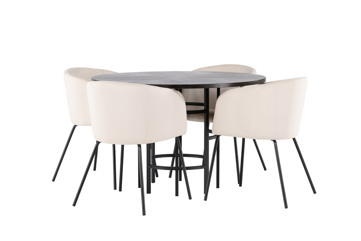 Venture Design Berit & Copenhagen Matstolar Beige + Runda Matbord ⌀115 Mocka