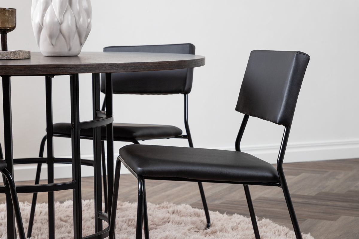Venture Design Kenth & Copenhagen Matstolar 2-pack Svart + Runda Matbord ⌀115 Mocka
