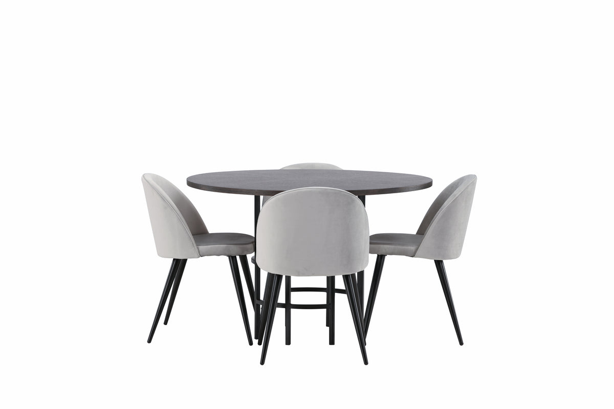 Venture Design Velvet & Copenhagen Matstolar 2-pack Grå + Runda Matbord ⌀115 Mocka