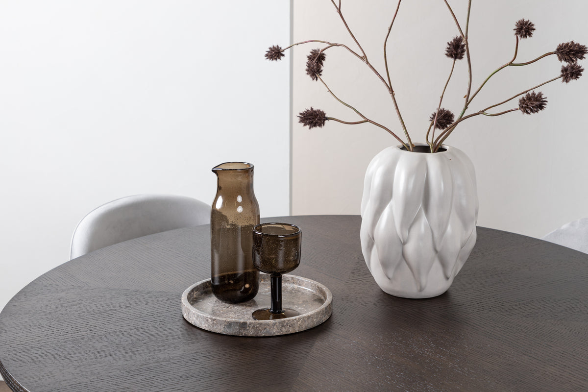 Venture Design Velvet & Copenhagen Matstolar 2-pack Grå + Runda Matbord ⌀115 Mocka