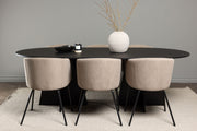 Venture Design Berit & Bootcut Matstolar Beige + Ovala Matbord 230 x 115 Svart