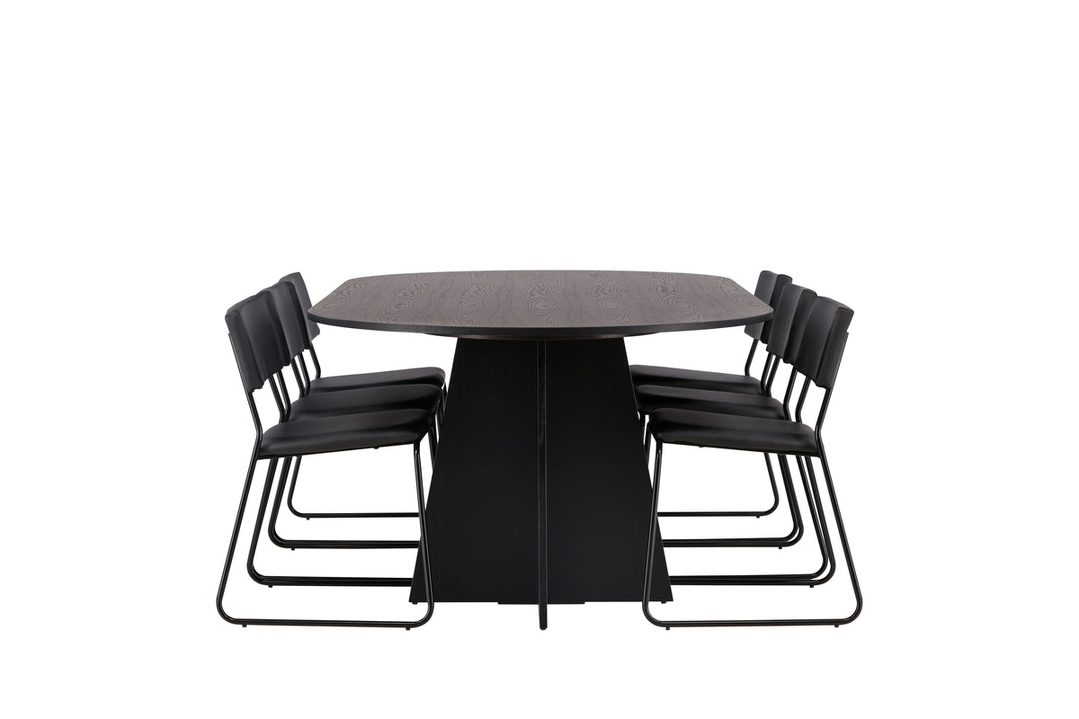 Venture Design Kenth & Bootcut Matstolar 2-pack Svart + Ovala Matbord 230 x 115 Svart