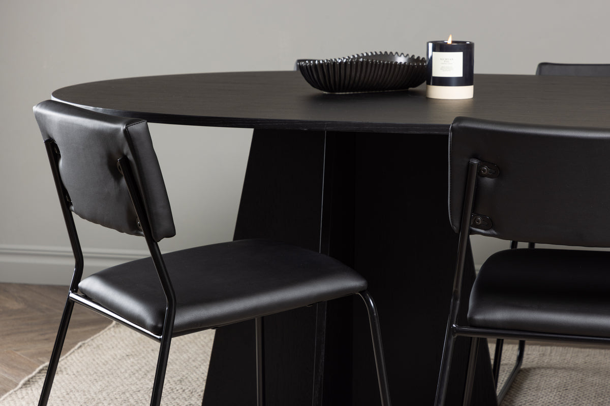 Venture Design Kenth & Bootcut Matstolar 2-pack Svart + Ovala Matbord 230 x 115 Svart