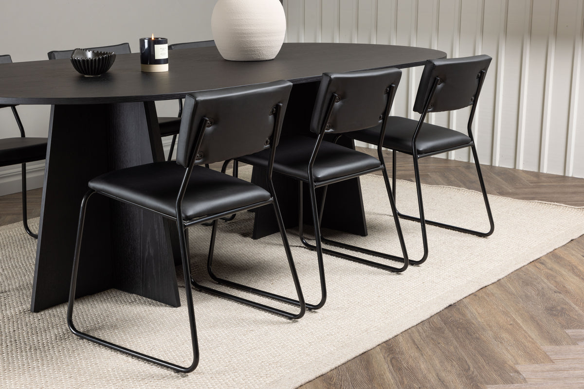 Venture Design Kenth & Bootcut Matstolar 2-pack Svart + Ovala Matbord 230 x 115 Svart