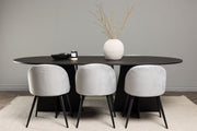 Venture Design Velvet & Bootcut Matstolar 2-pack Grå + Ovala Matbord 230 x 115 Svart
