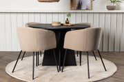 Venture Design Berit & Bootcut Matstolar Beige + Runda Matbord ⌀110 Svart
