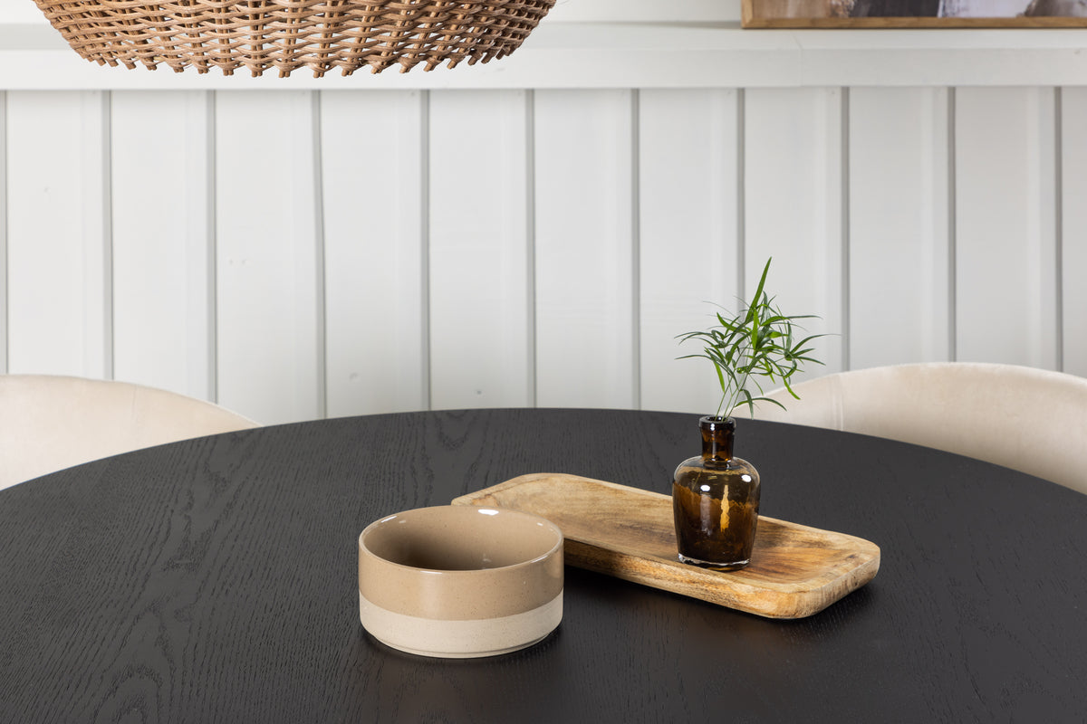 Venture Design Berit & Bootcut Matstolar Beige + Runda Matbord ⌀110 Svart