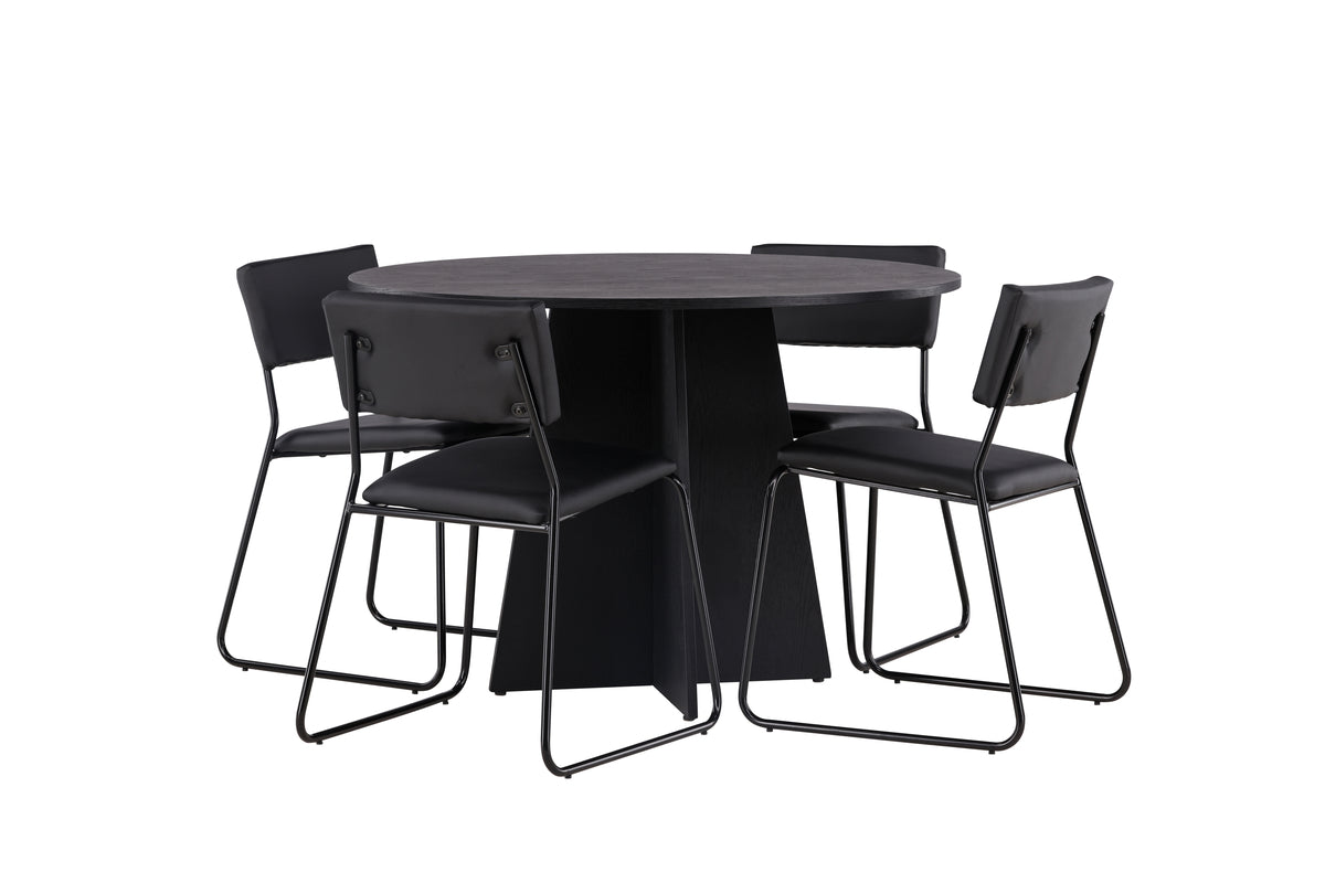 Venture Design Kenth & Bootcut Matstolar 2-pack Svart + Runda Matbord ⌀110 Svart