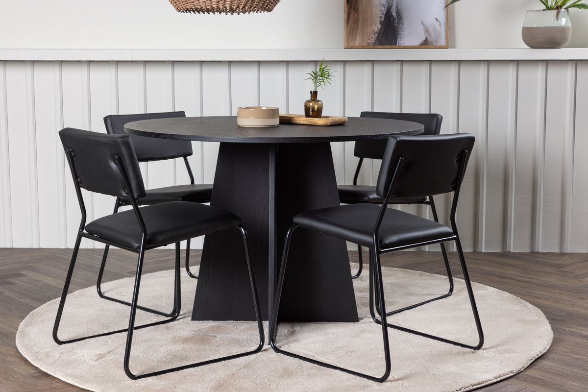 Venture Design Kenth & Bootcut Matstolar 2-pack Svart + Runda Matbord ⌀110 Svart