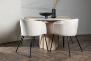 Venture Design Berit & Olivia Matstolar Beige + Runda Matbord ⌀110 Vitputsad