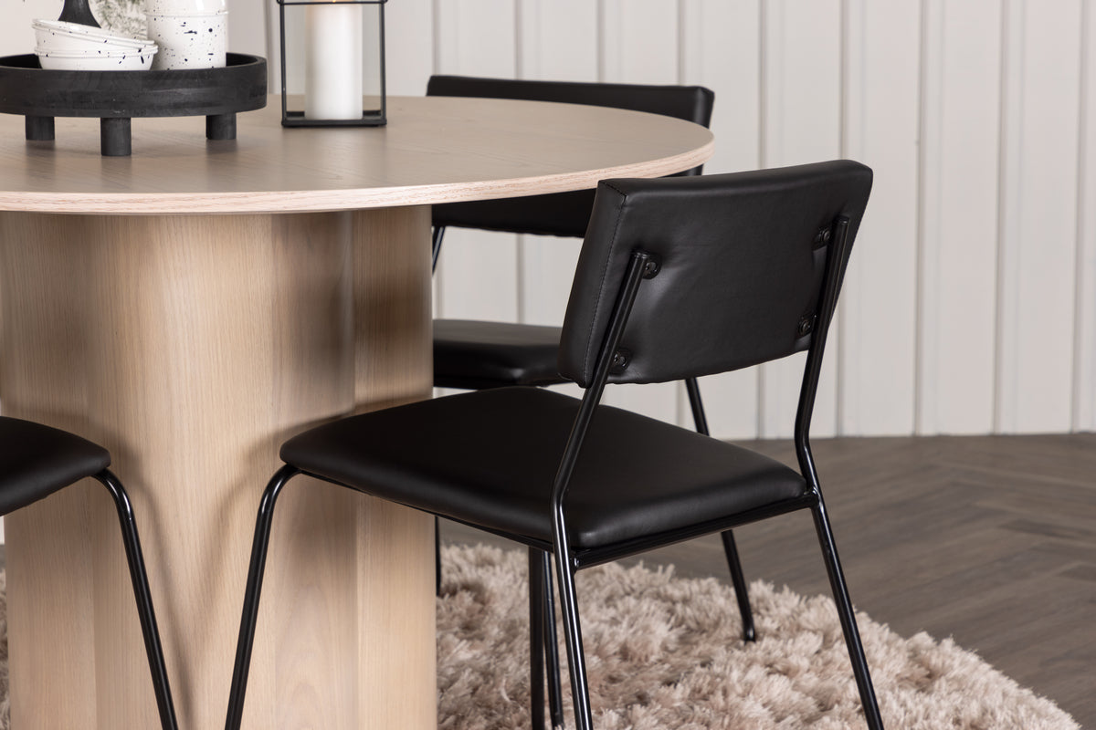 Venture Design Kenth & Olivia Matstolar 2-pack Svart + Runda Matbord ⌀110 Vitputsad