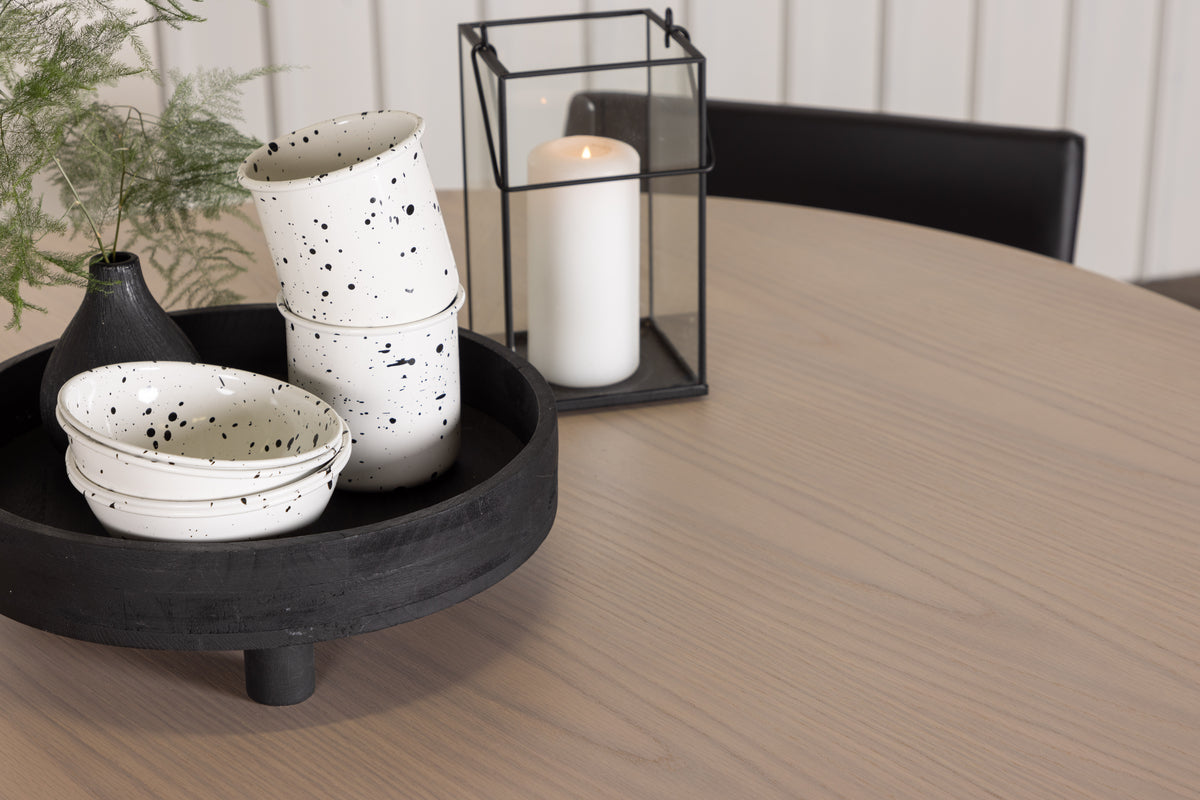 Venture Design Kenth & Olivia Matstolar 2-pack Svart + Runda Matbord ⌀110 Vitputsad