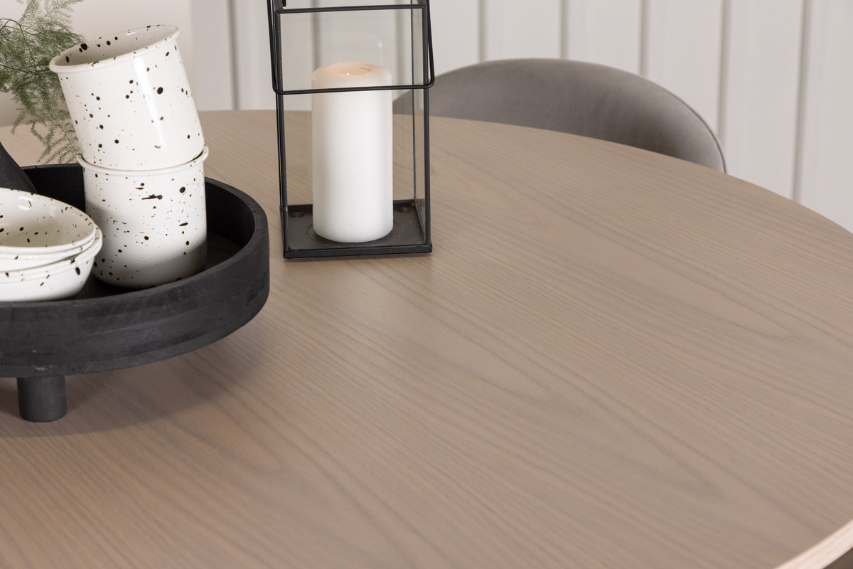 Venture Design Velvet & Olivia Matstolar 2-pack Grå + Runda Matbord ⌀110 Vitputsad