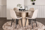 Venture Design Polar & Olivia Matstolar 2-pack Beige + Runda Matbord ⌀110 Vitputsad