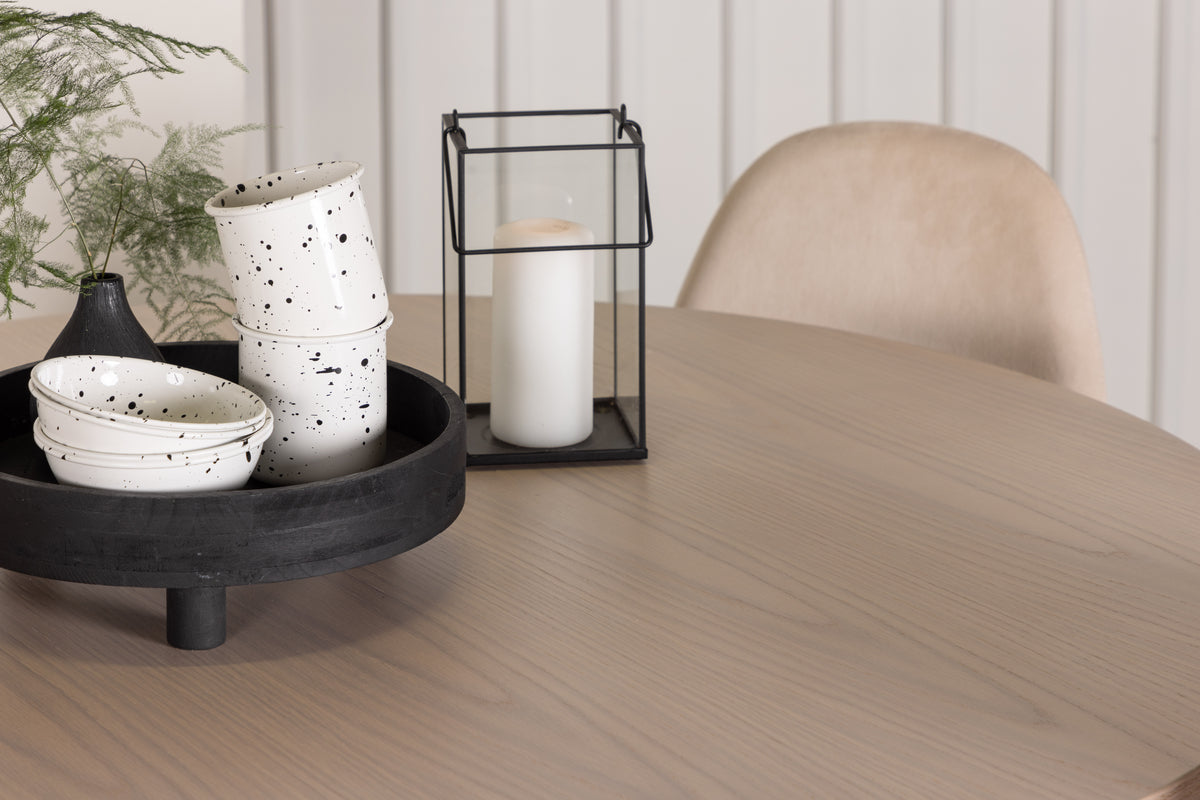 Venture Design Polar & Olivia Matstolar 2-pack Beige + Runda Matbord ⌀110 Vitputsad