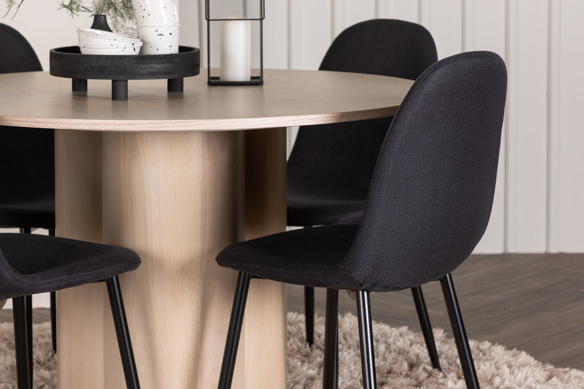 Venture Design Polar & Olivia Matstolar 2-pack Svart + Runda Matbord ⌀110 Vitputsad
