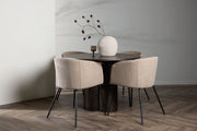 Venture Design Berit & Olivia Matstolar Beige + Runda Matbord ⌀110 Mocka