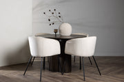 Venture Design Berit & Olivia Matstolar Beige + Runda Matbord ⌀110 Mocka