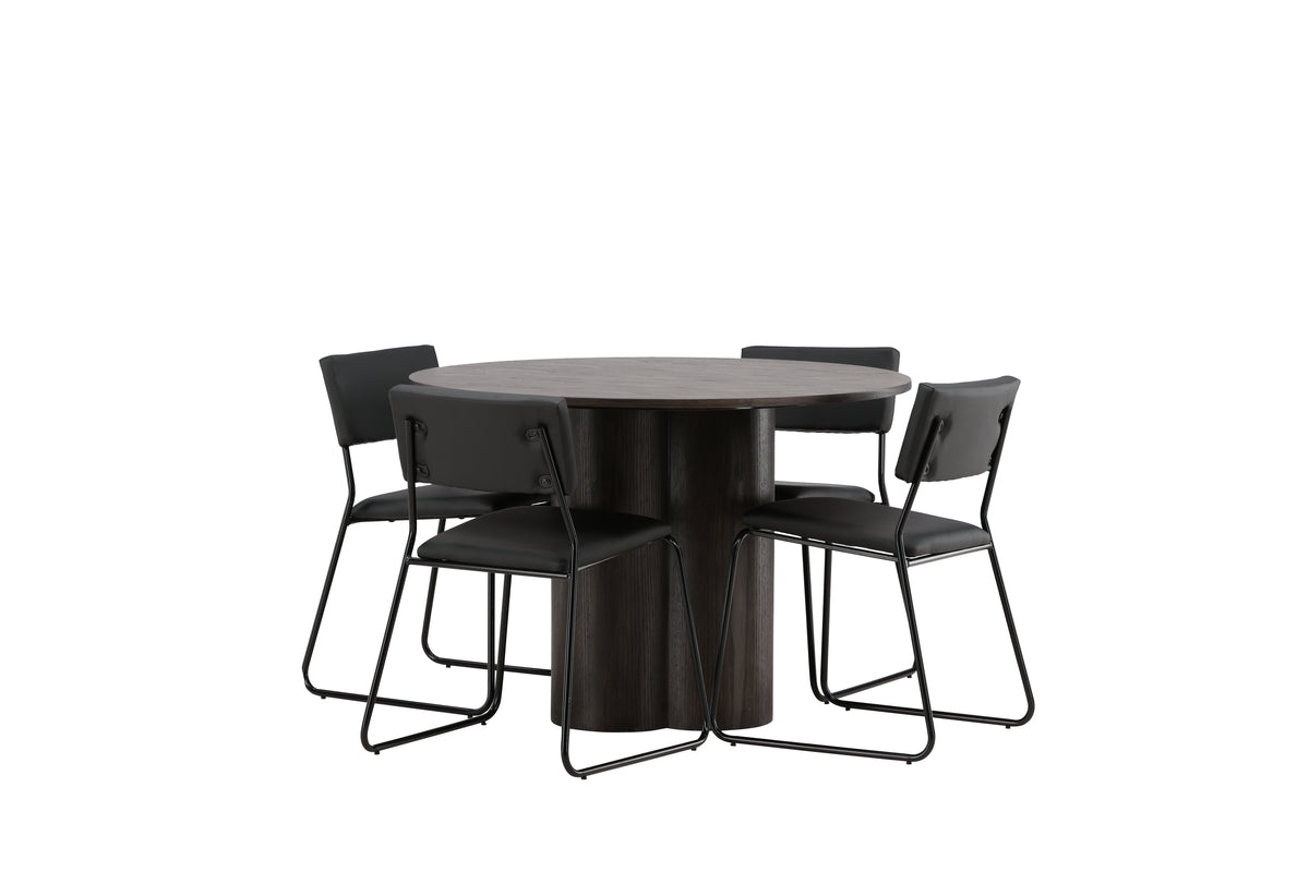Venture Design Kenth & Olivia Matstolar 2-pack Svart + Runda Matbord ⌀110 Mocka