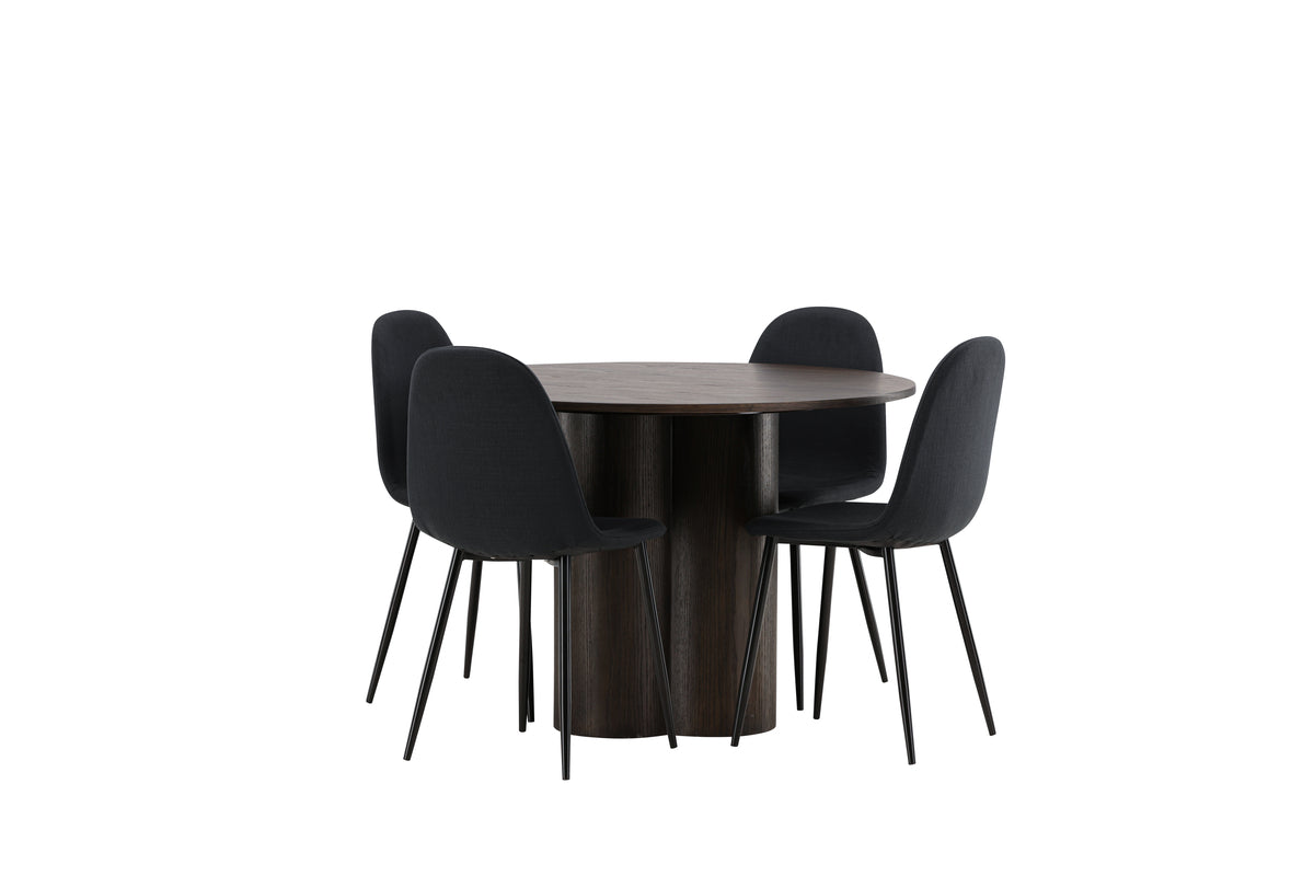 Venture Design Polar & Olivia Matstolar 2-pack Svart + Runda Matbord ⌀110 Mocka