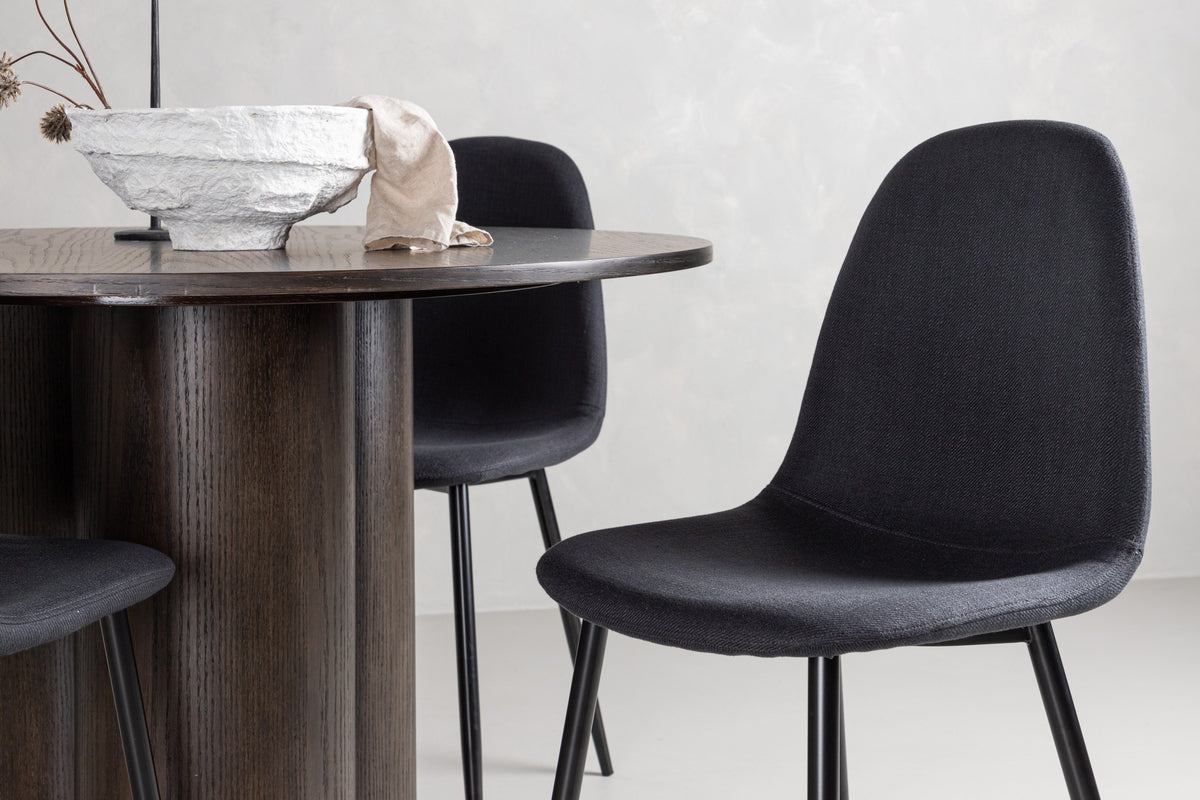 Venture Design Polar & Olivia Matstolar 2-pack Svart + Runda Matbord ⌀110 Mocka