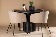 Venture Design Berit & Olivia Matstolar Beige + Runda Matbord ⌀110 Svart