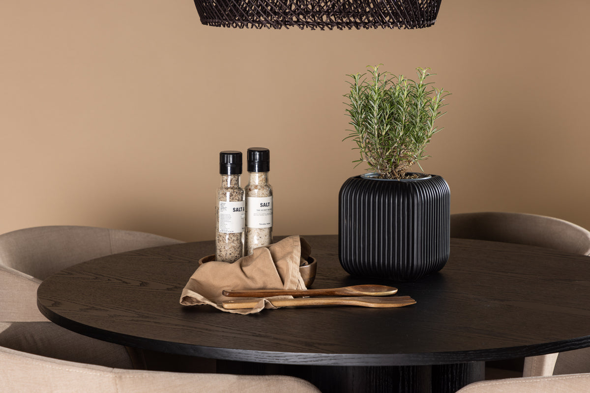 Venture Design Berit & Olivia Matstolar Beige + Runda Matbord ⌀110 Svart