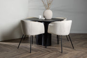 Venture Design Berit & Olivia Matstolar Beige + Runda Matbord ⌀110 Svart