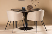 Venture Design Berit & Glade Matstolar Beige + Runda Matbord ⌀100 Svart